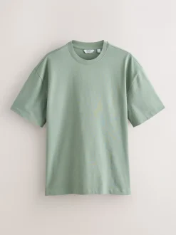 T-Shirts En Hemden|Next - Set van 5 ruimvallende dikke T-shirts PastelGroen/Blauw/Ecru/leigrijs/Roze