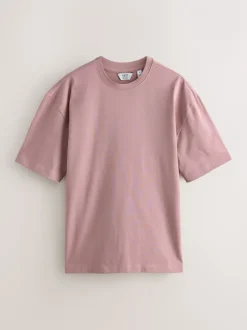 T-Shirts En Hemden|Next - Set van 5 ruimvallende dikke T-shirts PastelGroen/Blauw/Ecru/leigrijs/Roze