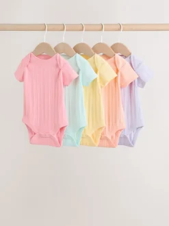 Rompertjes En Hemdjes|Next Pastelkleurig - 5 Babyrompertjes met korte mouwen