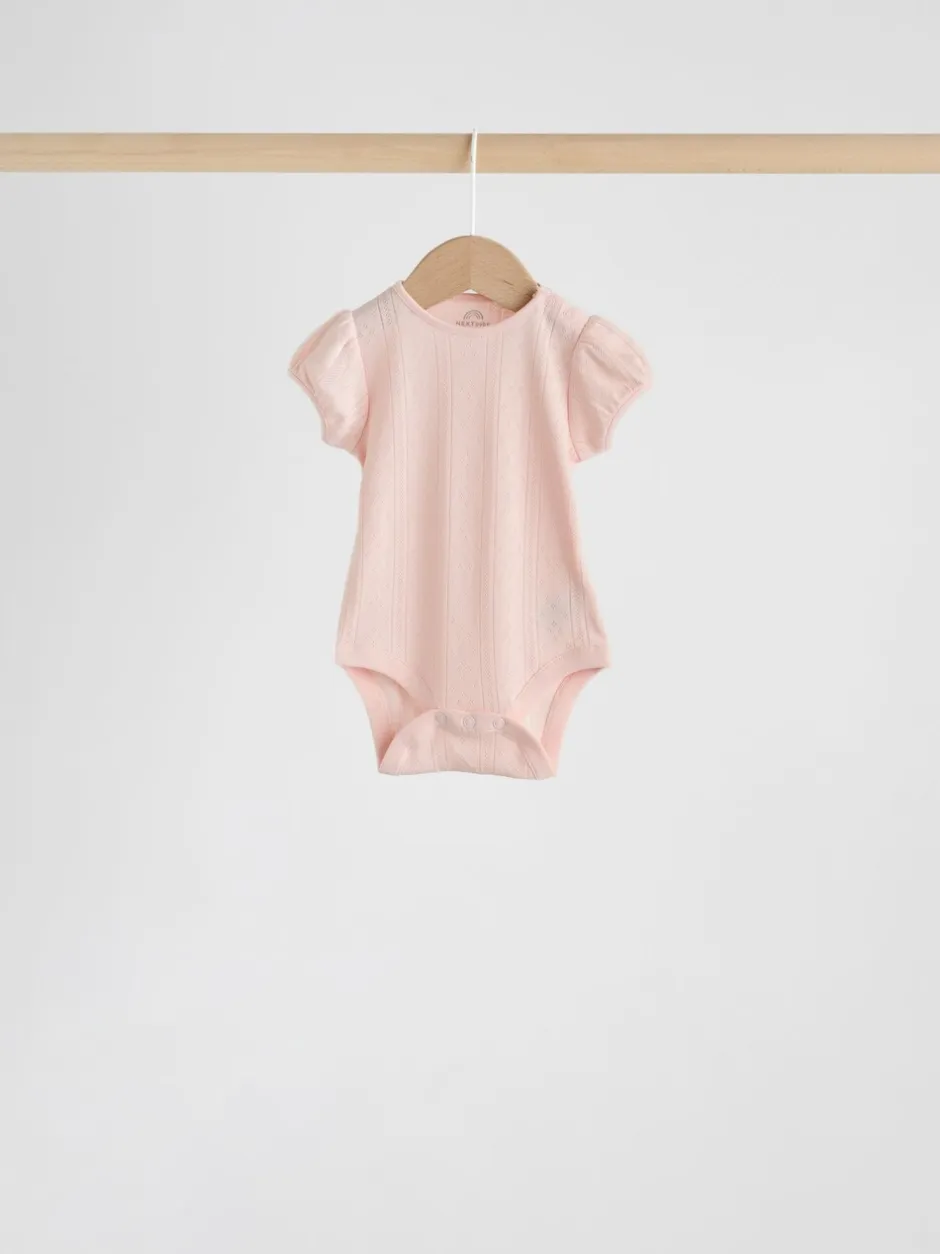 Rompertjes En Hemdjes|Next Pastelkleurig - Korte mouwen Baby bodysuit met punt 5 verpakking
