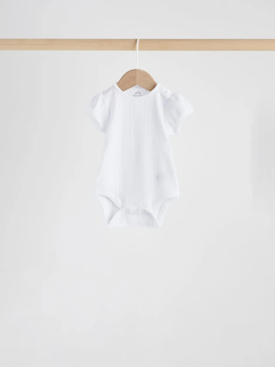 Rompertjes En Hemdjes|Next Pastelkleurig - Korte mouwen Baby bodysuit met punt 5 verpakking