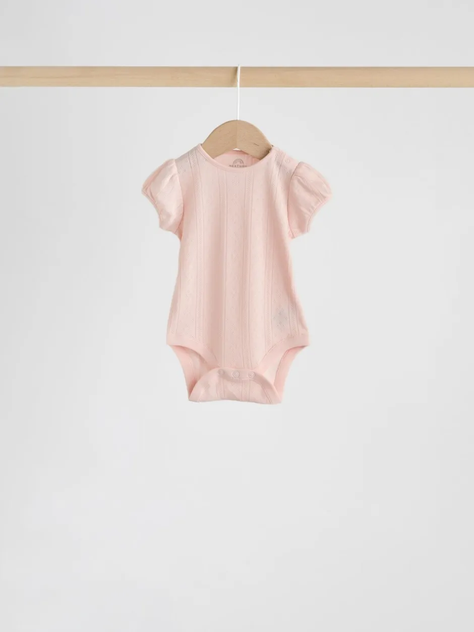 Rompertjes En Hemdjes|Next Pastelkleurig - Korte mouwen Baby bodysuit met punt 5 verpakking
