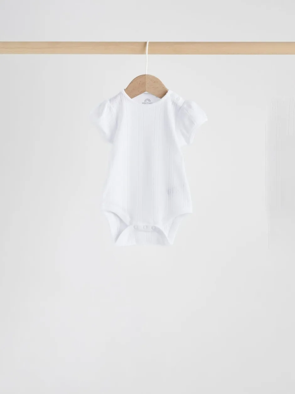 Rompertjes En Hemdjes|Next Pastelkleurig - Korte mouwen Baby bodysuit met punt 5 verpakking