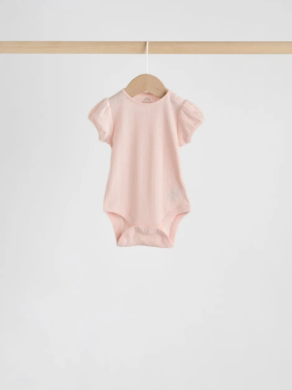 Rompertjes En Hemdjes|Next Pastelkleurig - Korte mouwen Baby bodysuit met punt 5 verpakking