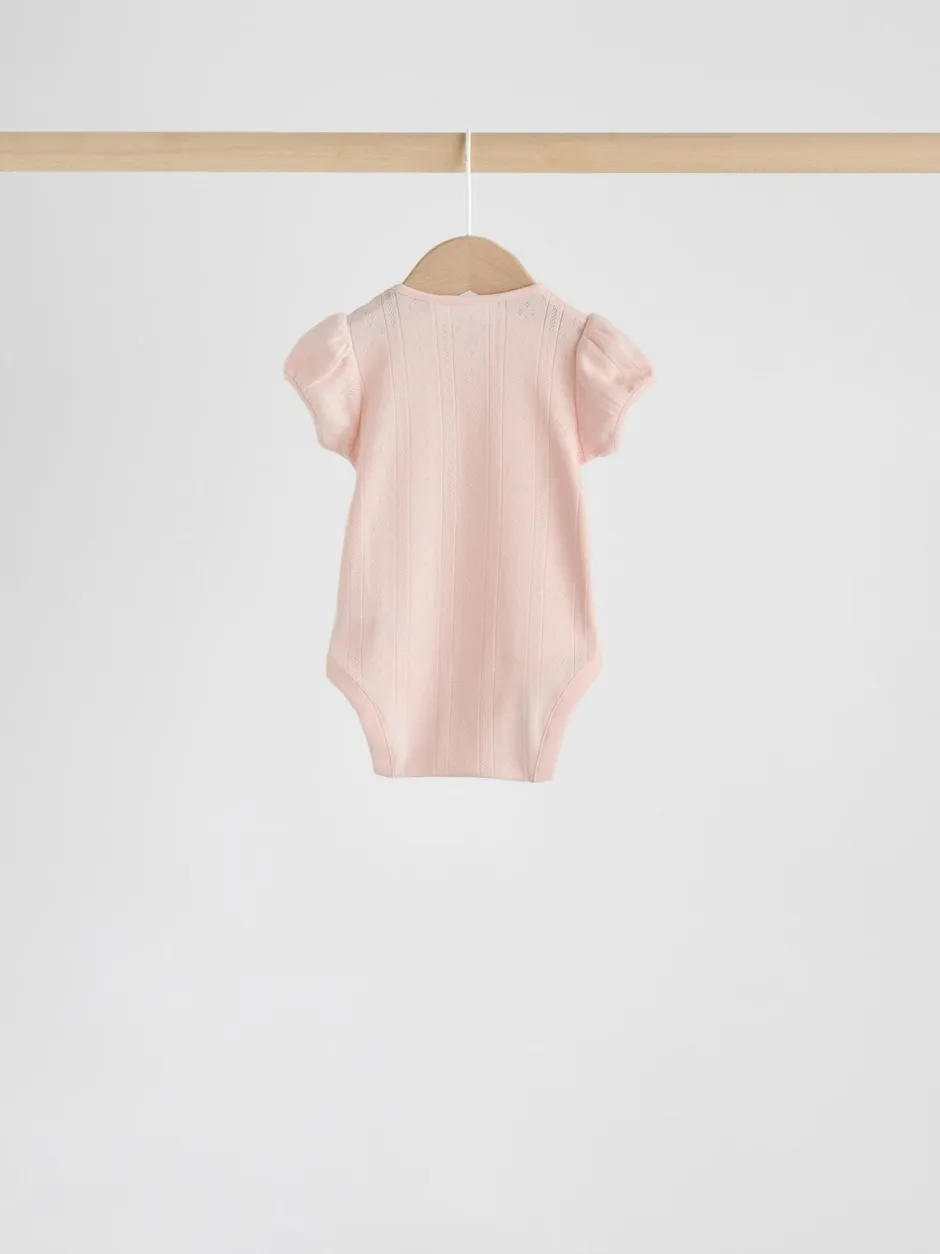 Rompertjes En Hemdjes|Next Pastelkleurig - Korte mouwen Baby bodysuit met punt 5 verpakking