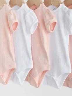 Rompertjes En Hemdjes|Next Pastelkleurig - Korte mouwen Baby bodysuit met punt 5 verpakking