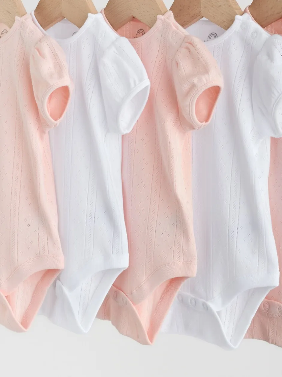 Rompertjes En Hemdjes|Next Pastelkleurig - Korte mouwen Baby bodysuit met punt 5 verpakking