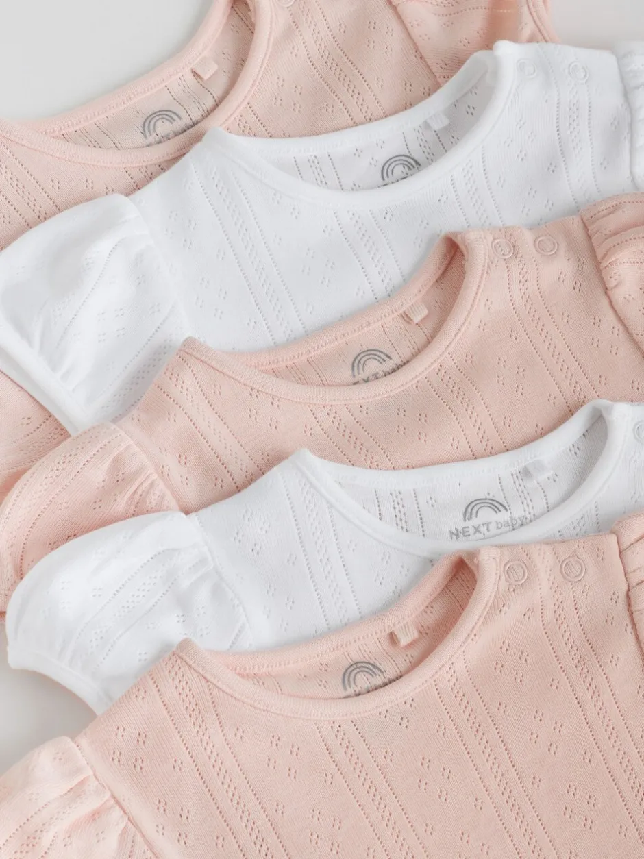 Rompertjes En Hemdjes|Next Pastelkleurig - Korte mouwen Baby bodysuit met punt 5 verpakking