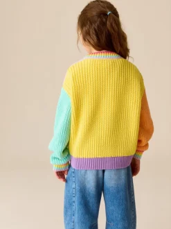Truien En Breisels|Gebreide Kleding|Little Bird by Jools Oliver - Knitted V-Neck Cardigan Pastelkleurig met kleurvlakken