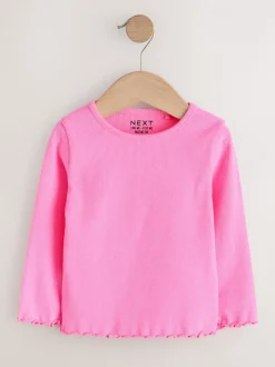 Tops|Tops*Next Pastelkleurige regenboogprint - Verpakking van 5 geribde tops met lange mouwen (3mnd-7jr)