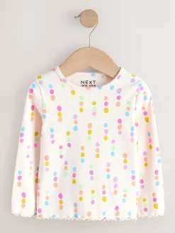 Tops|Tops*Next Pastelkleurige regenboogprint - Verpakking van 5 geribde tops met lange mouwen (3mnd-7jr)