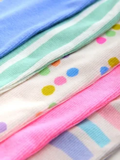 Tops|Tops*Next Pastelkleurige regenboogprint - Verpakking van 5 geribde tops met lange mouwen (3mnd-7jr)