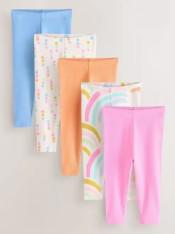 Broeken En Leggings*Next Pastelkleurige regenboogprint - Verpakking van 5 geribbelde Leggings (3mnd -7jr)