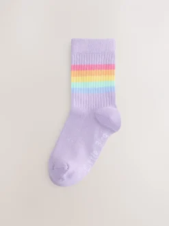 Sokken En Panty's|Sokken En Panty's*Little Bird by Jools Oliver - Striped Tube Socks 6 Pack Pastelkleurige regenboogprint