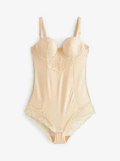 Shapewear|Next - Kanten body met cups en sterke buikcorrectie Pastelroze nude