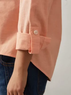 Overhemden En Blouses*Reiss - Leora Linen Roll-Cuff Shirt Peach