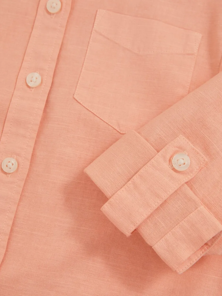 Overhemden En Blouses*Reiss - Leora Linen Roll-Cuff Shirt Peach