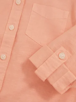 Overhemden En Blouses|Reiss - Leora Linen Roll-Cuff Shirt Peach