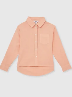 Overhemden En Blouses|Reiss - Leora Linen Roll-Cuff Shirt Peach