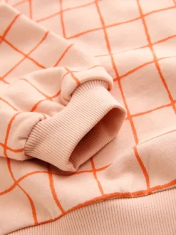 Truien En Breisels|Sweaters En Hoody´S*Next Perzikroze raster - Sweatshirt met ronde hals (3 mnd-7 jr)