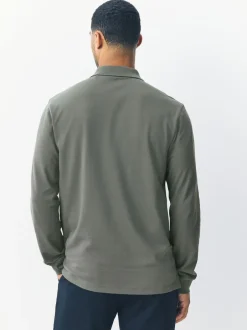 Poloshirts|T-Shirts En Hemden|Next Petrolgroen - Normale Pasvorm - Piqué polo met lange mouwen
