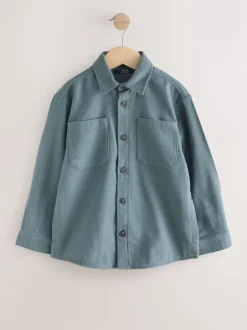 Jassen En Jacks|Shirts|Next - Geborsteld overshirt (3-16jr) Petroliumblauw