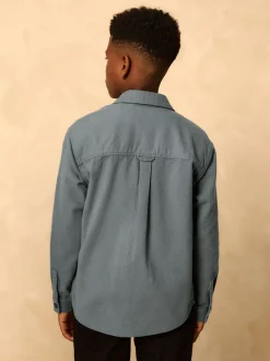 Jassen En Jacks|Shirts|Next - Geborsteld overshirt (3-16jr) Petroliumblauw