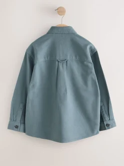 Jassen En Jacks|Shirts|Next - Geborsteld overshirt (3-16jr) Petroliumblauw