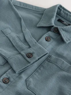 Jassen En Jacks|Shirts|Next - Geborsteld overshirt (3-16jr) Petroliumblauw