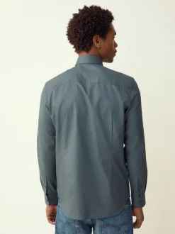 Formele Overhemden|Shirts*Next Petroliumblauw - Normale Pasvorm - Gemakkelijk te strijken Oxford overhemd met doorlopende knopen