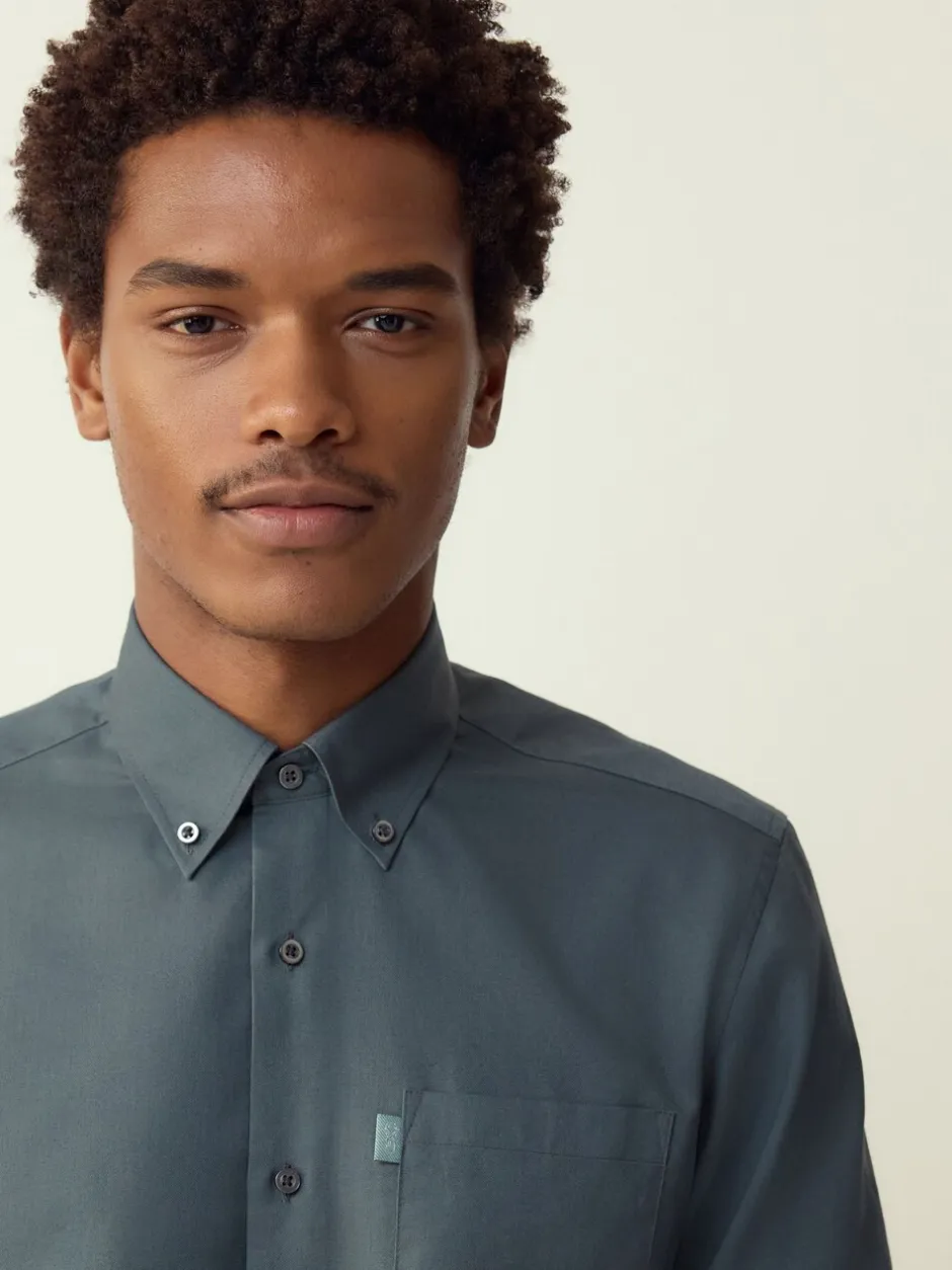Formele Overhemden|Shirts*Next Petroliumblauw - Normale Pasvorm - Gemakkelijk te strijken Oxford overhemd met doorlopende knopen
