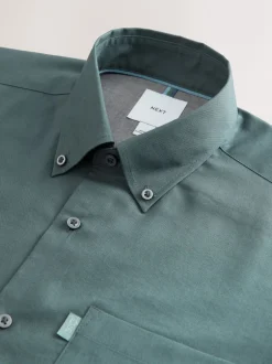 Formele Overhemden|Shirts*Next Petroliumblauw - Normale Pasvorm - Gemakkelijk te strijken Oxford overhemd met doorlopende knopen