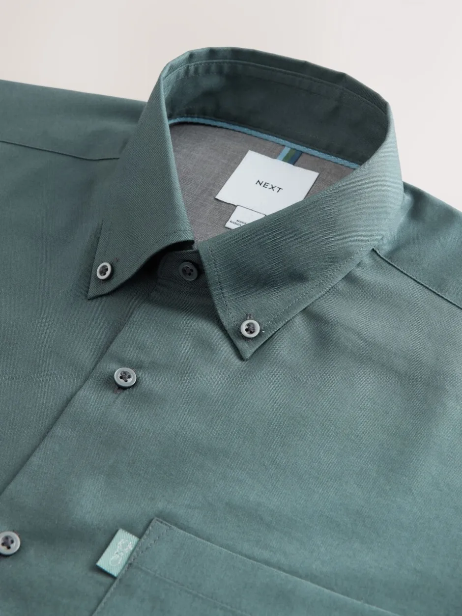 Formele Overhemden|Shirts*Next Petroliumblauw - Normale Pasvorm - Gemakkelijk te strijken Oxford overhemd met doorlopende knopen
