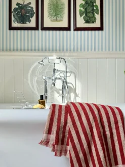 Piglet In Bed|Piglet in Bed Pembroke Stripe Towel Sandstone Red