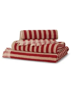 Piglet In Bed|Piglet in Bed Pembroke Stripe Towel Sandstone Red