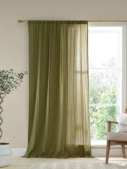 Gordijnen|Gordijnen|Pineapple Elephant doorzichtige Zofia voile met broderie Olijfgroen