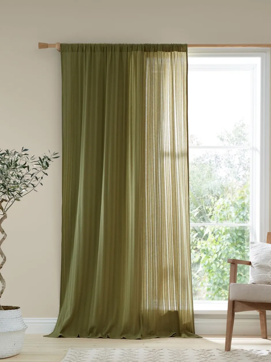 Gordijnen|Gordijnen|Pineapple Elephant doorzichtige Zofia voile met broderie Olijfgroen