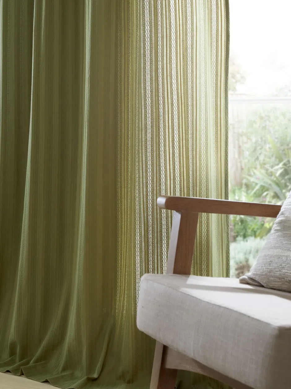 Gordijnen|Gordijnen|Pineapple Elephant doorzichtige Zofia voile met broderie Olijfgroen