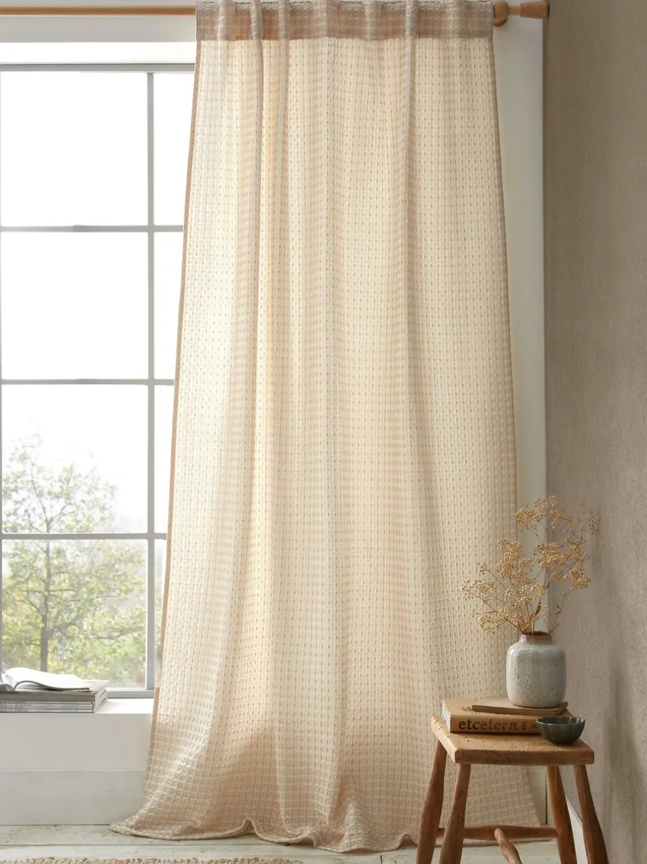 Gordijnen|Gordijnen*Pineapple Elephant Muscat Waffle Slot Top Voile Curtains Panel Natuurlijk