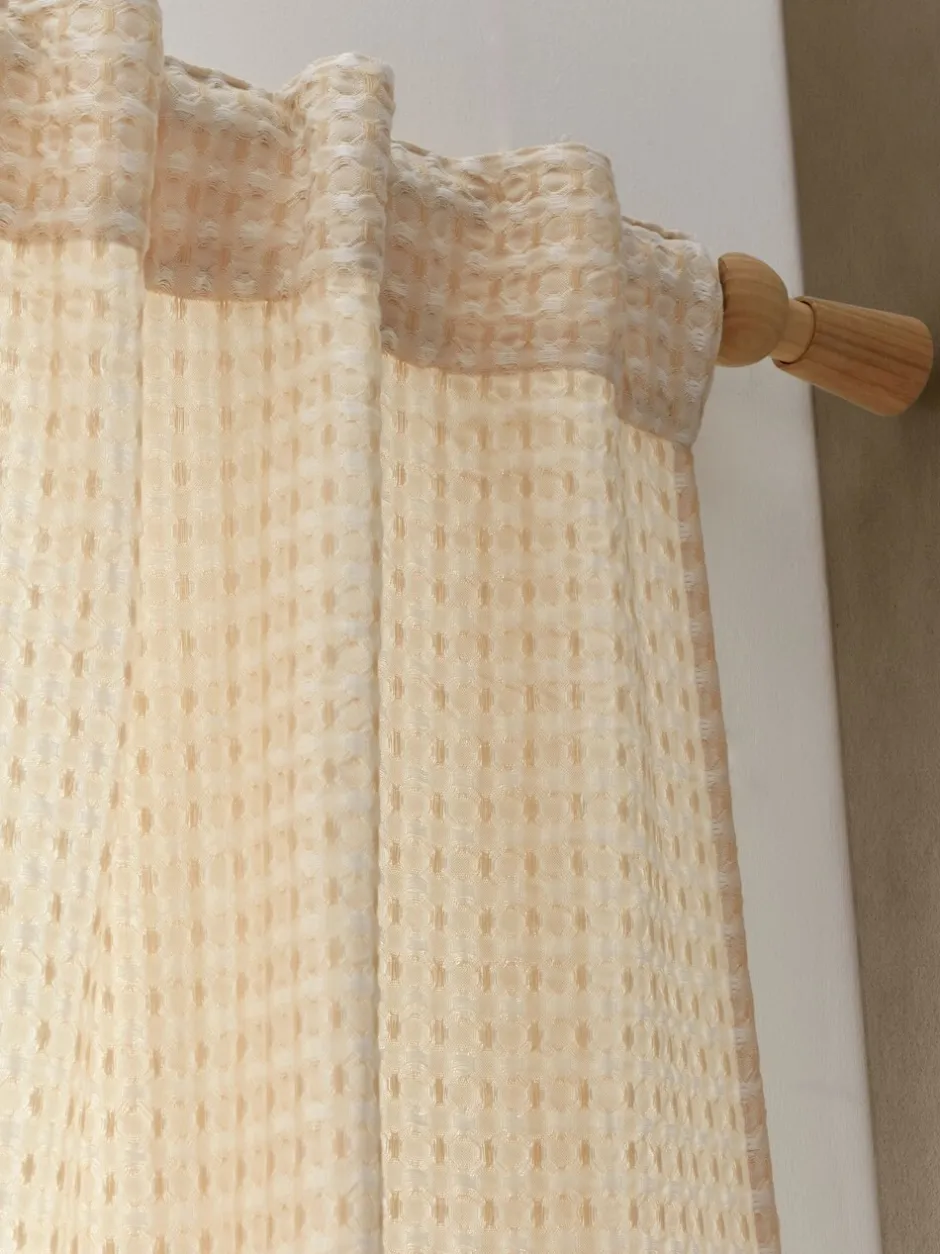 Gordijnen|Gordijnen*Pineapple Elephant Muscat Waffle Slot Top Voile Curtains Panel Natuurlijk