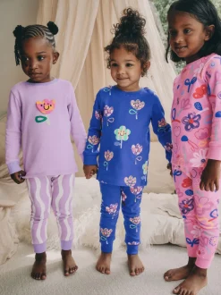 Nachtkleding En Pyjama's|Pyjama's*Next Pink / Lilac Floral - Set van 3 zachte pyjama's (9 mnd-10 jr)