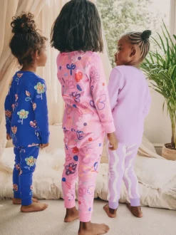 Nachtkleding En Pyjama's|Pyjama's*Next Pink / Lilac Floral - Set van 3 zachte pyjama's (9 mnd-10 jr)