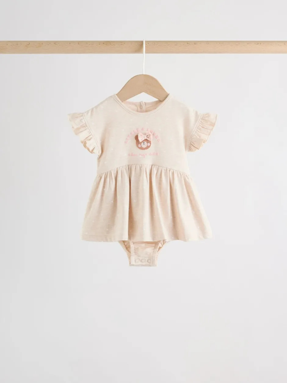 Rompertjes En Tuinbroeken*Next Pink Bear Embroidered - Verpakking van 3 jersey babyrompertjes