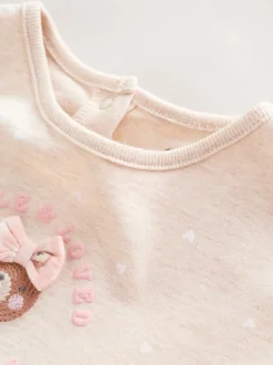 Rompertjes En Tuinbroeken*Next Pink Bear Embroidered - Verpakking van 3 jersey babyrompertjes