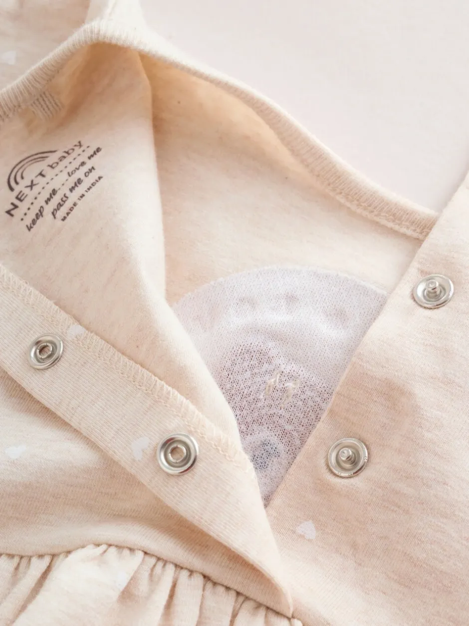 Rompertjes En Tuinbroeken*Next Pink Bear Embroidered - Verpakking van 3 jersey babyrompertjes