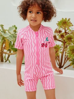 Badkleding|Badkleding*Next Pink Cherry Wave - Zonbeschermend badpak (3 mnd-10 jr)