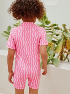 Badkleding|Badkleding*Next Pink Cherry Wave - Zonbeschermend badpak (3 mnd-10 jr)