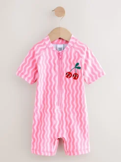 Badkleding|Badkleding*Next Pink Cherry Wave - Zonbeschermend badpak (3 mnd-10 jr)