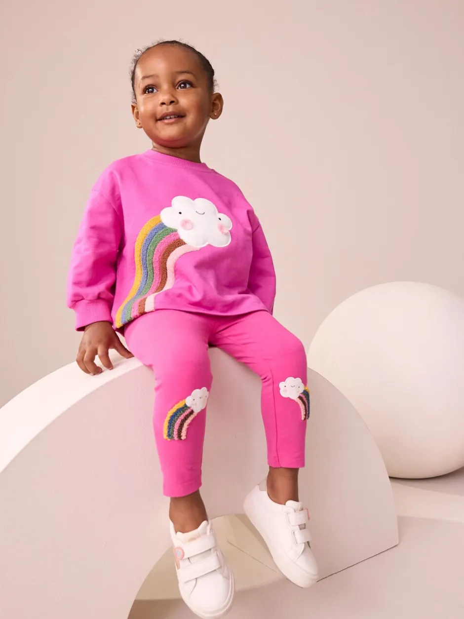 Broeken En Leggings*Next Pink Cloud Rainbow - Knee Embellsihed Leggings (3mths-7yrs)