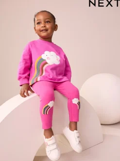 Broeken En Leggings*Next Pink Cloud Rainbow - Knee Embellsihed Leggings (3mths-7yrs)